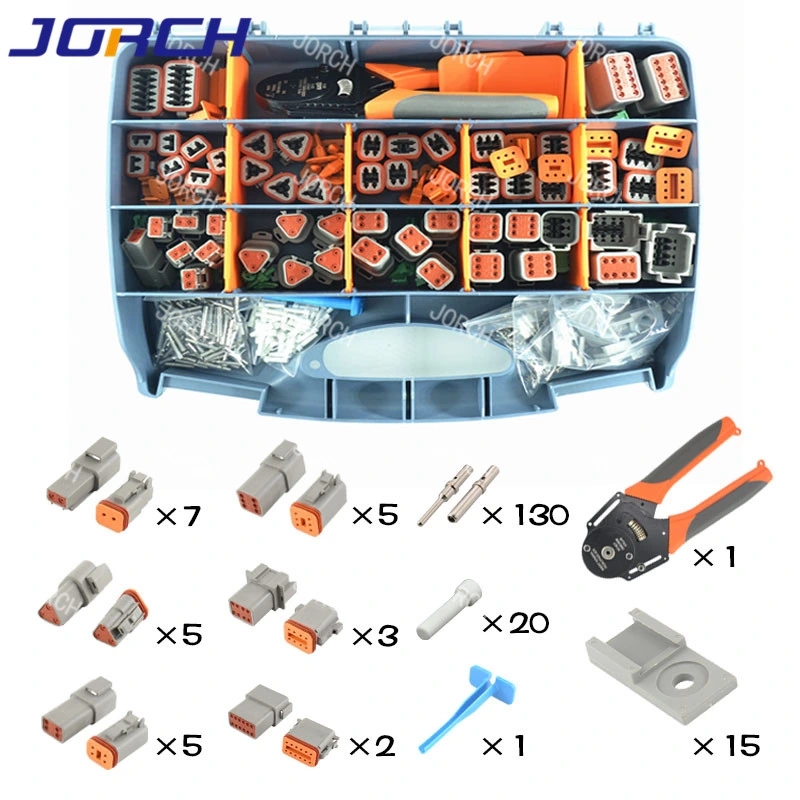 2-12 Pin Dt Deutsch Connector Kits Solid Contacts with Crimping &amp; Removal Pin Tools Waterproof Auto Wire Harness Connector Box