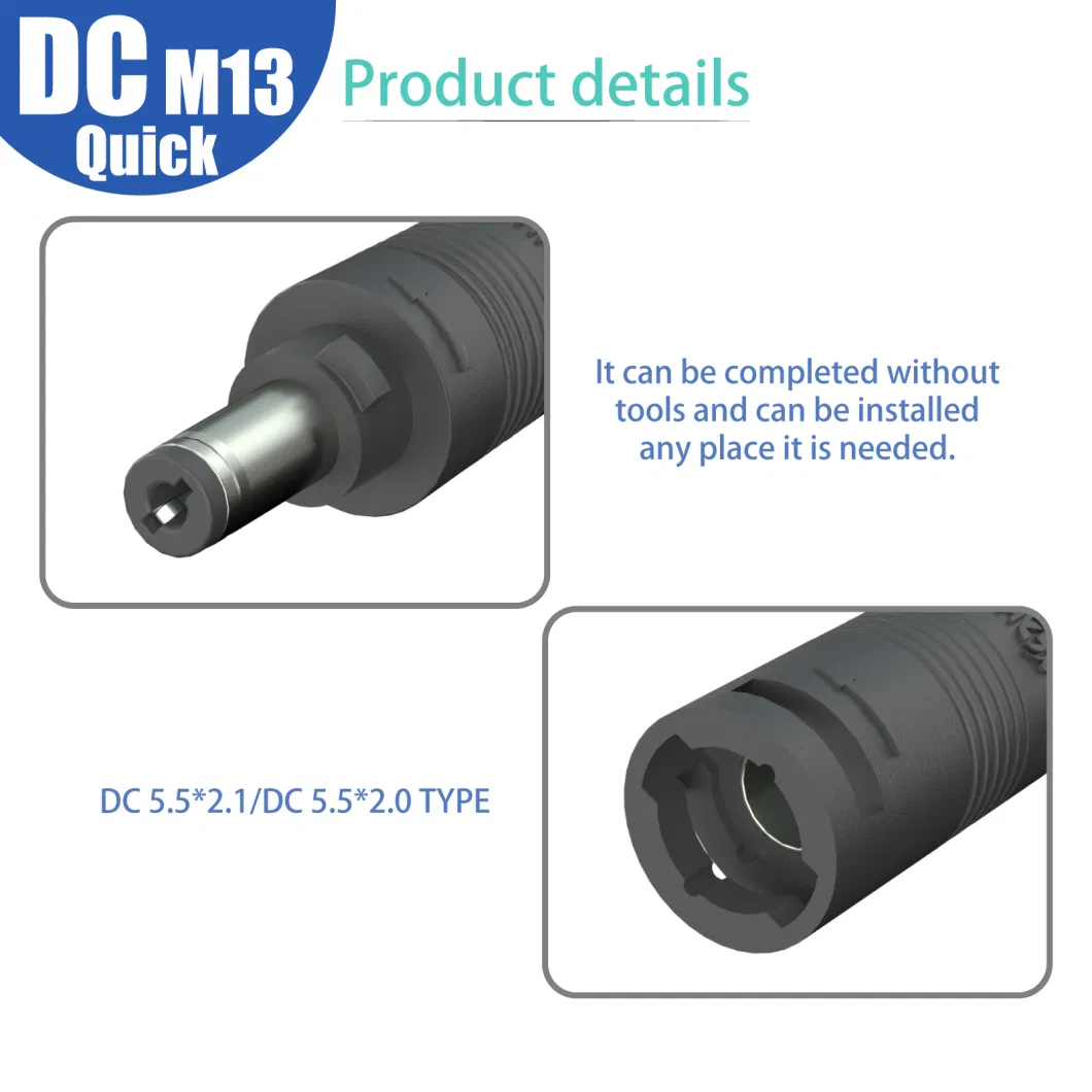 Factory Direct Sales M13 DC Quick Lock Connector Pre-Wire Male&Female Socket/Plug with 20/22/24AWG Cable 2pin Signal Power Connector for Car/Camera Equipment