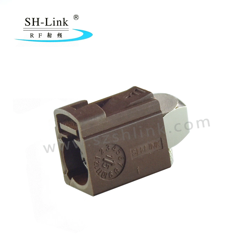 Fakra Right Angle Automotive Connector Type F Brown Female Car Connector for Rg174/316 Cable