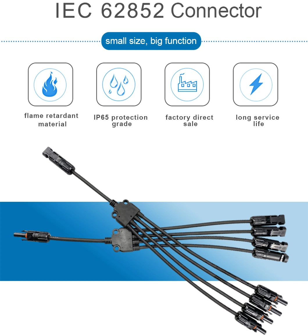 PV Cable Connector PV004-4t1 Y Branch Solar Panel Connector Parallel Connection IP65 From China Factory