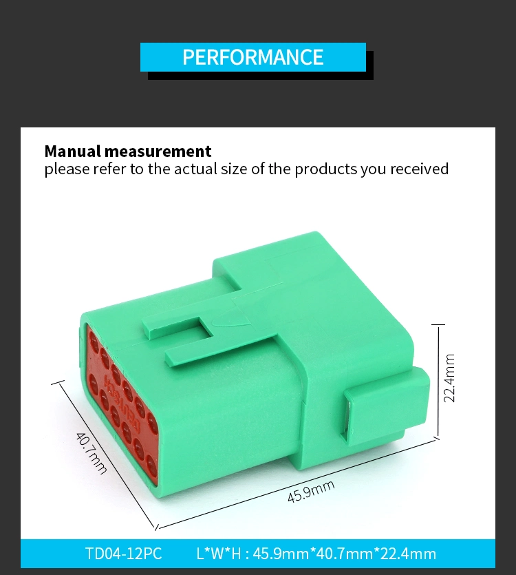 Green Color Dt04-12PC Deutsch Automotive Electrical Cable Power Waterproof Auto Wire Connector 12p