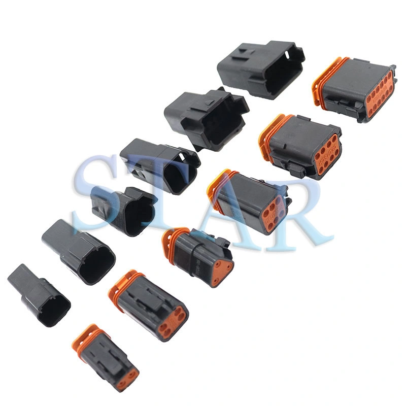 PCB Connector Automobile Deutsch Waterproof Right Angle Connector Male and Female Terminal Plug Straight Pin Dt15-2pb Dt15-6pb Dt15-2pb