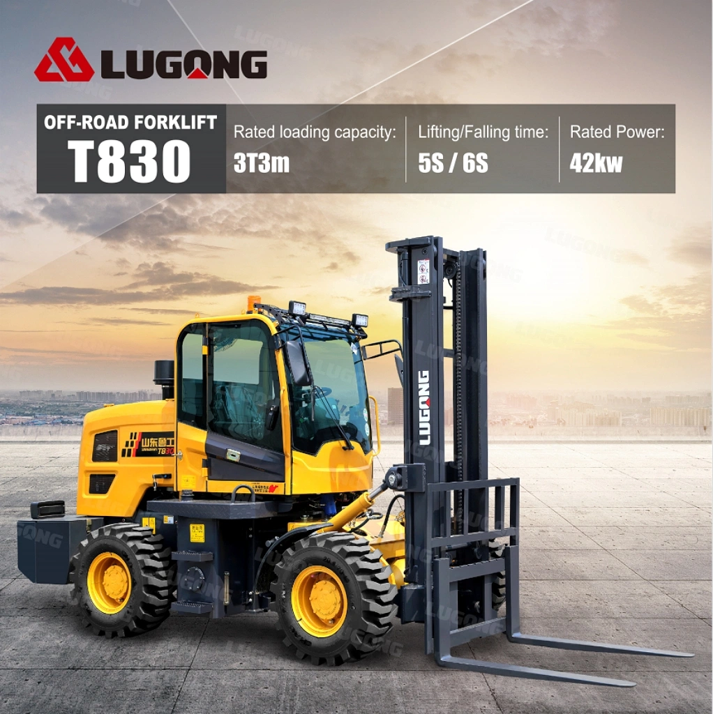 Lugong T830 3ton Forklift Small Manual Forklift Mini Rough Terrain Forklift