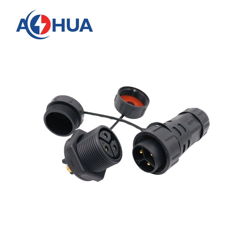 3 Pole 25A CE Female Panel Screw Waterproof LED Cable Connectors