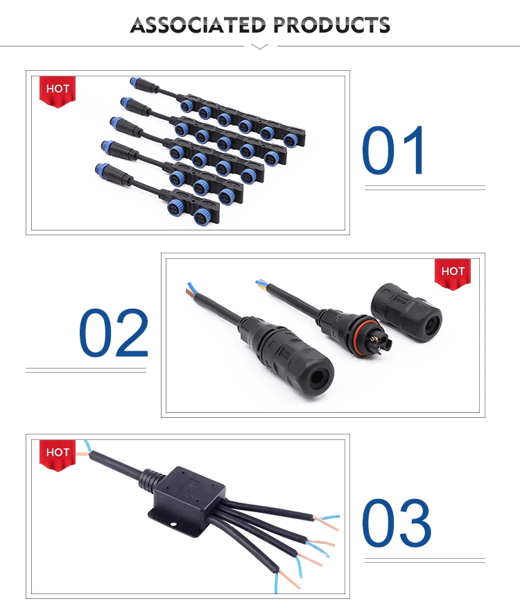 3 Pole 25A CE Female Panel Screw Waterproof LED Cable Connectors