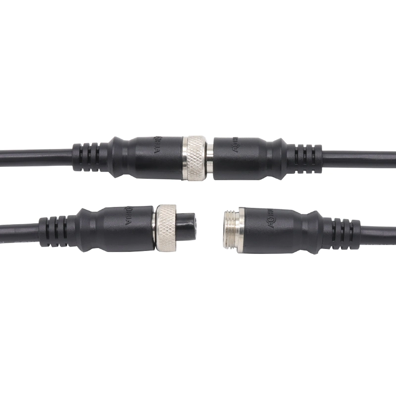M12 3 Pin Aviation Cable High Speed Rail Cars Waterproof Male to Female Plug Socket