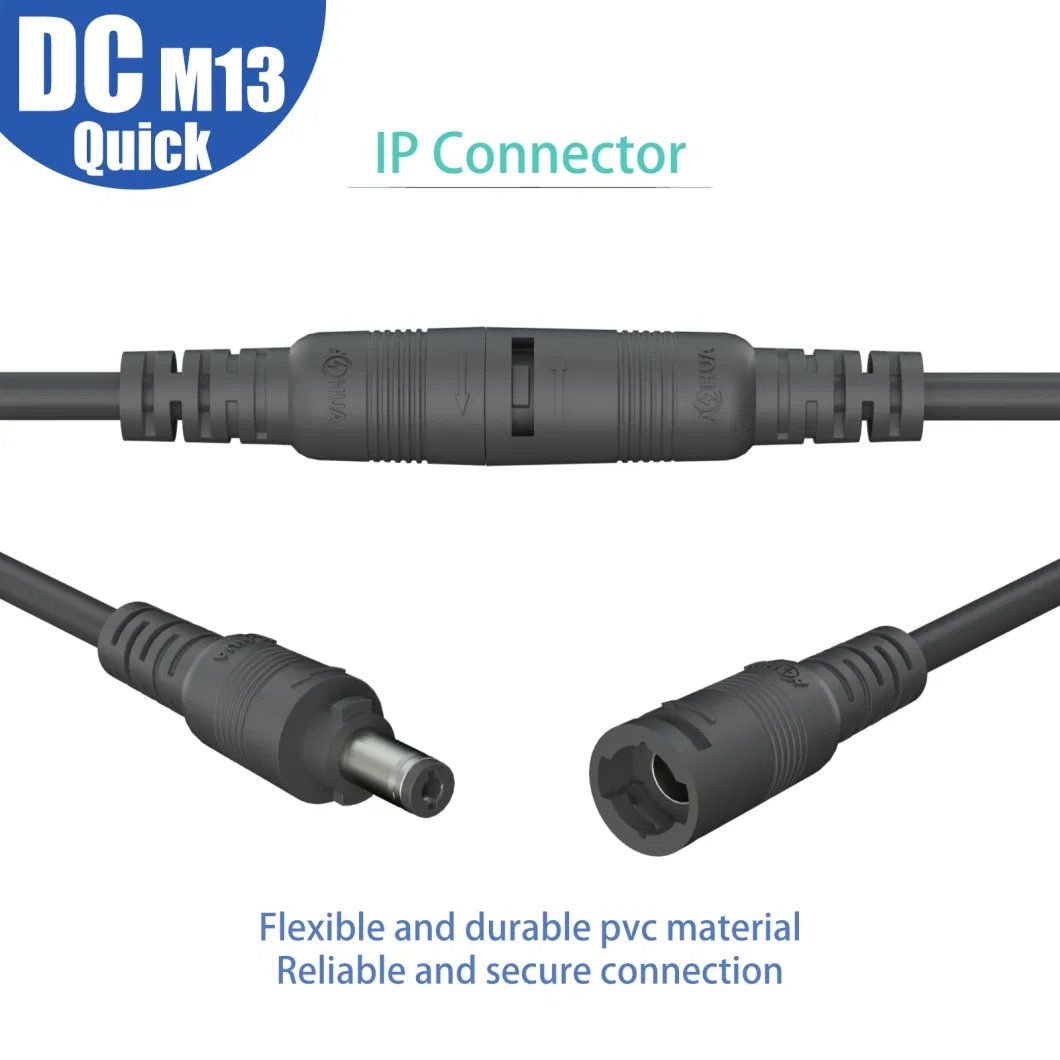 Aohua Quick Connector M13 5.5*2.1 5.5*2.5mm Type Male Female Plug/Socket with 20AWG Cable for Car/Camera Video&Audio/LED Connector