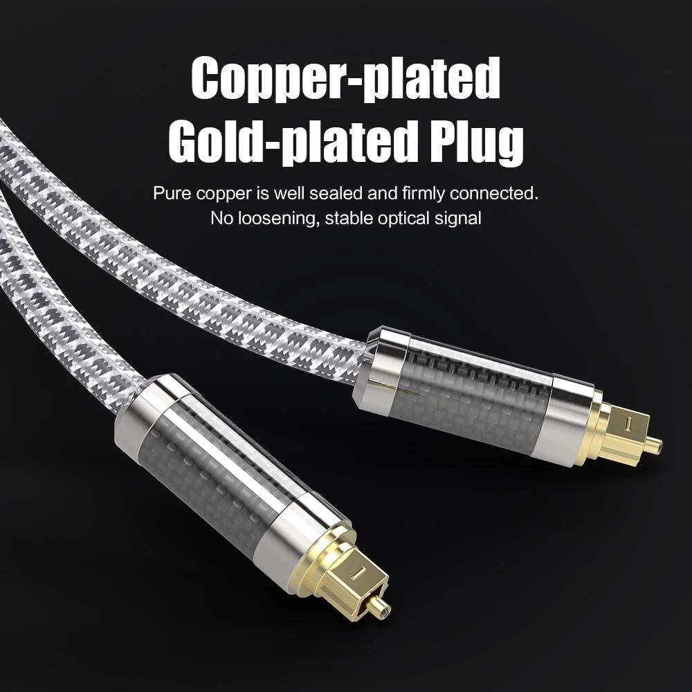 Premium Quality 24K Gold Plated Audio Video Cables OEM ODM Audio Cable 6 Core Fiber Optic Cable Toslink Plug to Toslink Plug