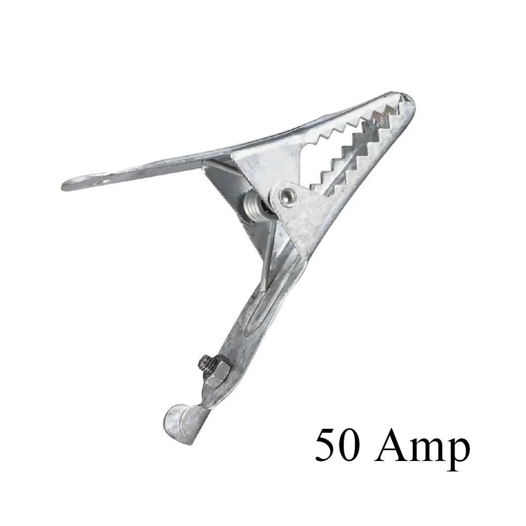 50 AMP 95mm Length Ebay/Amazon Hot Selling Non-Insulated Zinc Plating Crocodile Mild Steel Auto Car Battery Clip Electric Cable Alligator Clamps with Screw
