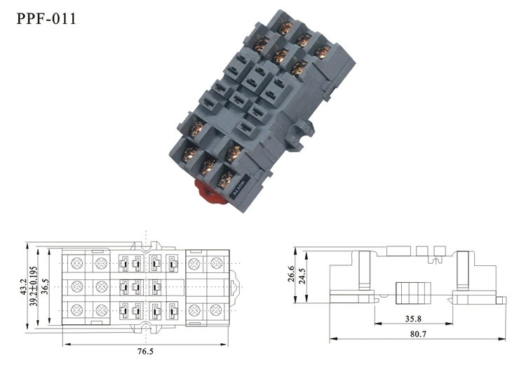 Ppf-011 Mini Plastic 8 Pins DIN-Rail Mouting Electrical Material Relay Plug Socket