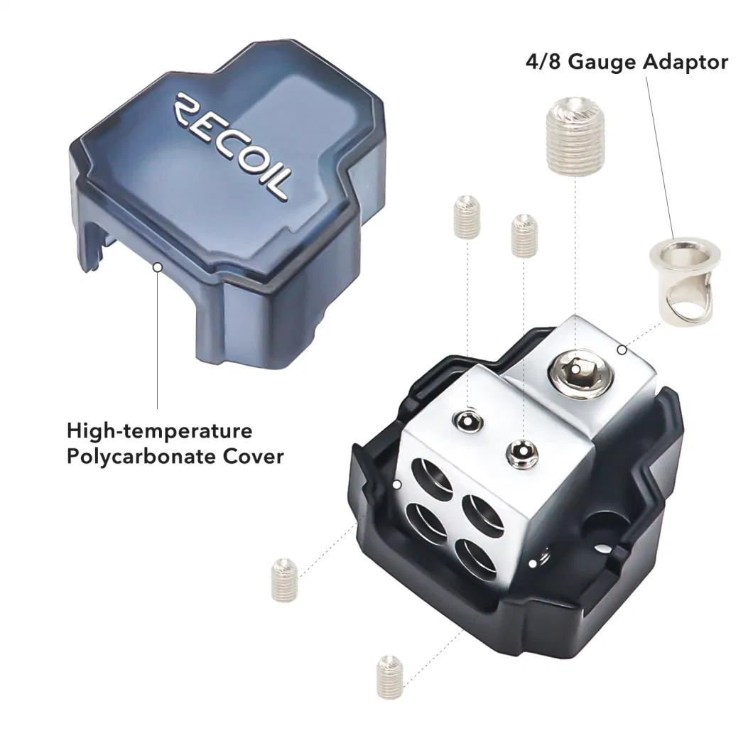 Edge Sdb14 4-Way Mini Power Distribution Block, 1X4/8gauge in/ 4X8/10gauge out Power Distribution Ground Distributor Block