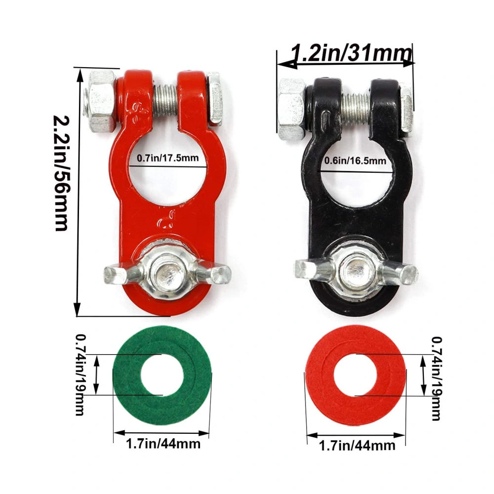 Car Battery Terminal Set, Positive and Negative Battery Connectors with Anti-Corrosion Washers