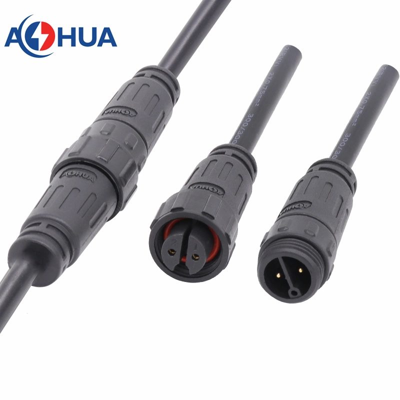 Aohua IP67 Nylon PA66 M16 Circular Male Female Electrical Plug with 1.0mm Sqm Cable 2pin LED Connector for Plant Grow Light