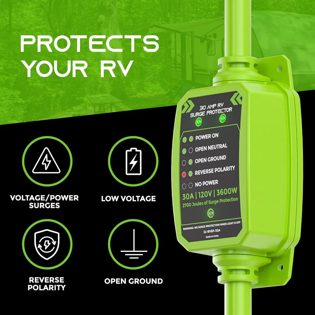 RV Surge Protector 30 AMP Circuit Analyzer Voltage Protector Monitor with Surge Protection 30A Extension Plug for RV Trailer