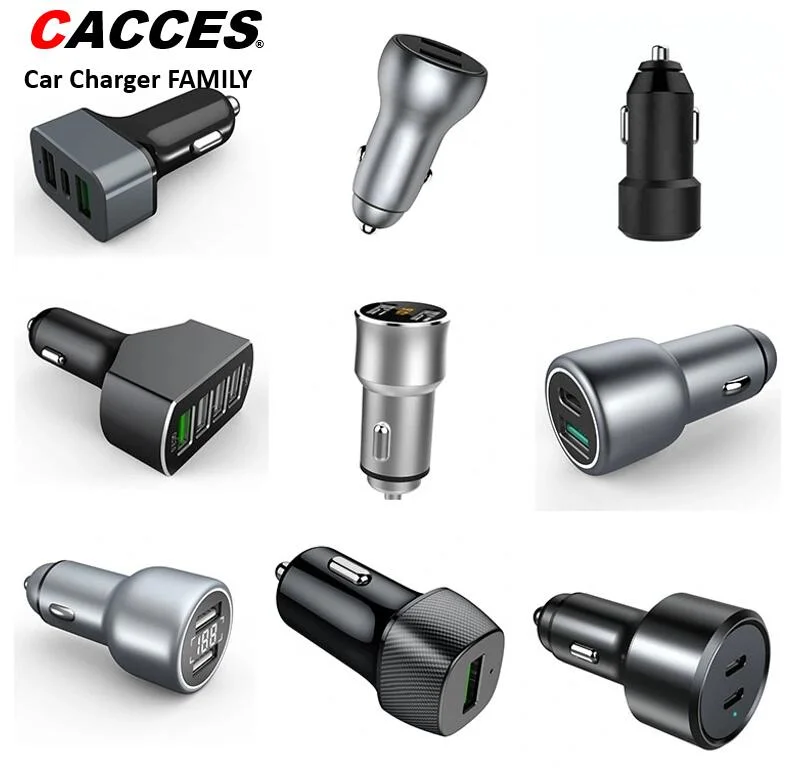 Cacces USB18W 36W QC3.0 Pd/Type C 27W Quick LED Car Charger 12-24V 3.0A Dual CE/Rosh/FCC USB Charger Quick Charge Mobile Phone Charger Cigarette Lighter Socket