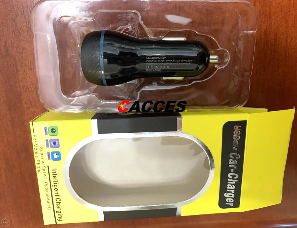 Cacces USB18W 36W QC3.0 Pd/Type C 27W Quick LED Car Charger 12-24V 3.0A Dual CE/Rosh/FCC USB Charger Quick Charge Mobile Phone Charger Cigarette Lighter Socket