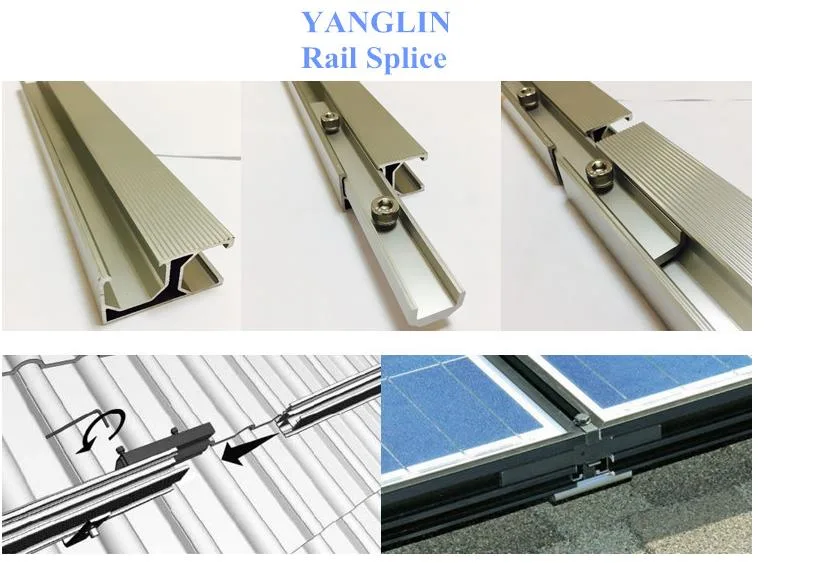 Aluminum Profile Solar Panel Structure Rail Connector Roof Mounting Rail Splice Jointer