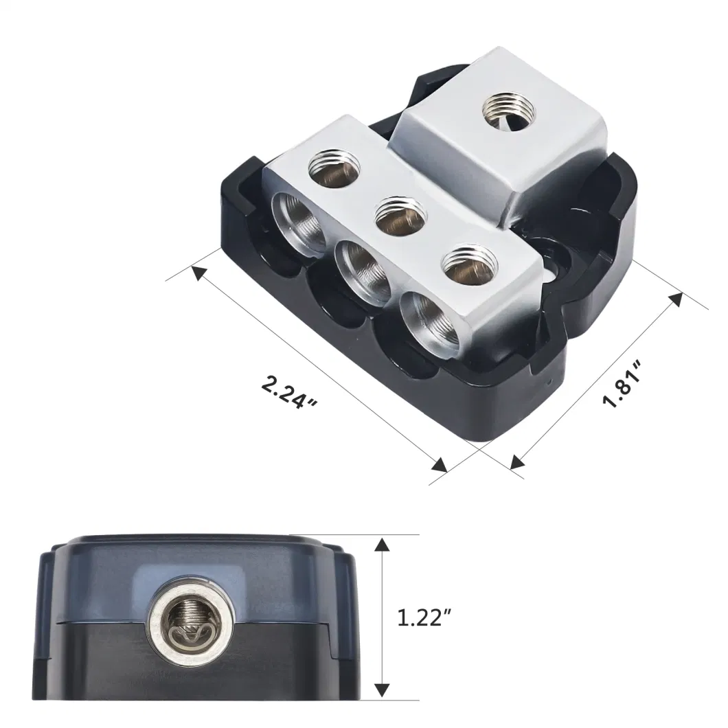 Edge dB13p 3 Way Power Distribution Block, 1 X 0/2/4 Gauge in / 3 X 4/8 Gauge out Power Distribution Ground Distributor Block for Car Audio Amplifier Splitter