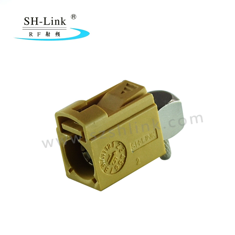 Fakra Right Angle Automotive Connector Type K Curry Female Car Connector for Rg174/316 Cable