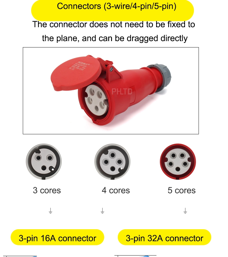 IP44 3/4/5pin Current Ampere 32A 110V 230V 400V Industrial Plug