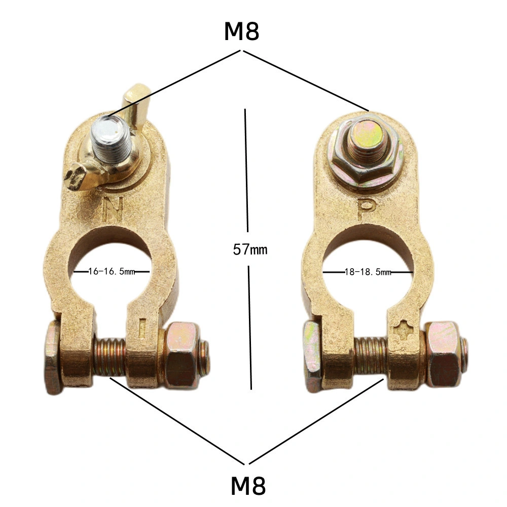 Free Sample Car Battery Pure Copper Clamp Butterfly Nut Battery Cable Terminal Connector Positive Negative