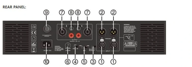 P Series Professional Power Amplifier Mounted Mixer Amplifier for Full Range Speaker