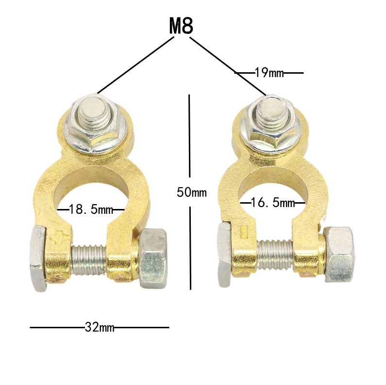 Car Battery Terminal Pure Copper M8 Brass Monofilm 101g Wiring Connection Thickened Battery Cable Terminal Ends