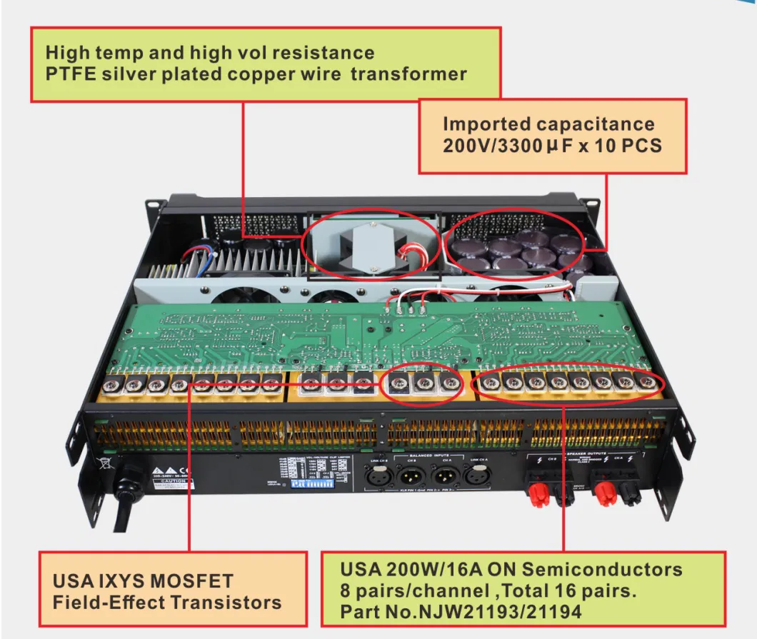 Professional High Power 2 Channel Semiconductor 14000 Fp Power Amplifier