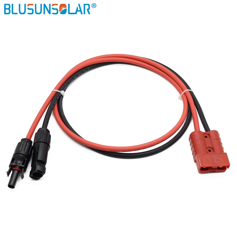 50A 600V Double Hole Battery Connector with 5 Meter 4mm2 Cable Wire Red and Black for Solar Panel