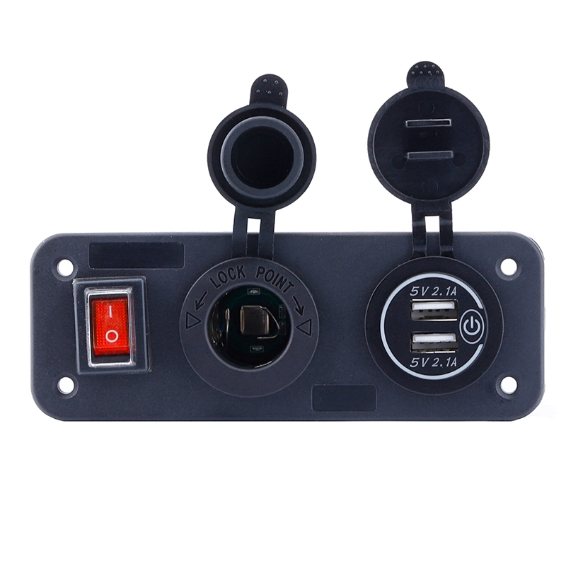 Whole Sale Rocker Switches Symbol Marine Panel Brass Plug&Receptacle Socket with Switch 3 Pin Connectors for Boat Car