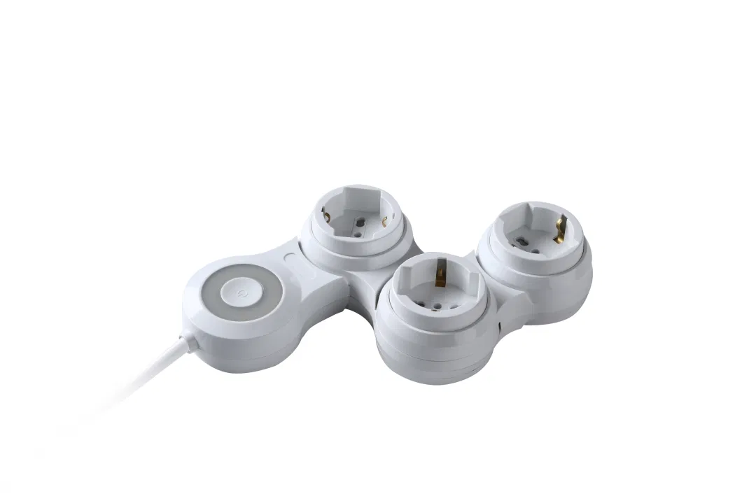 Rotating Power Strip Multiple Plug EU German Standard Electrical Power Extension Socket