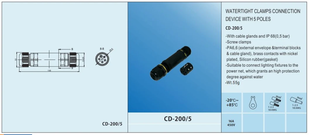 3 Ways Wire Connectors Female Connection Cable Female with Schuko Plug