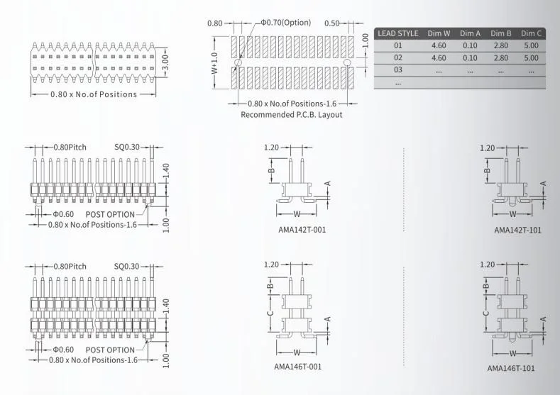 UL TUV Forman 2.00mm PCB Female Header DIP Type Board to Board Connector