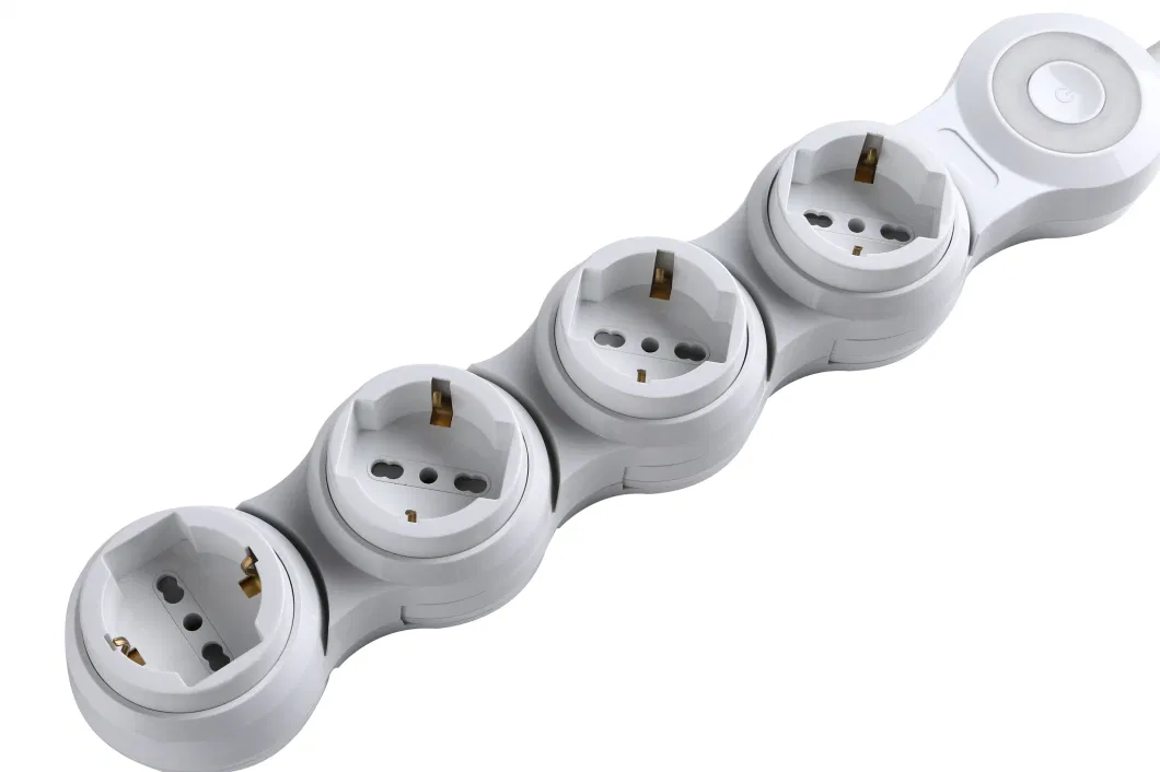 Rotating Power Strip Multiple Plug EU German Standard Electrical Power Extension Socket