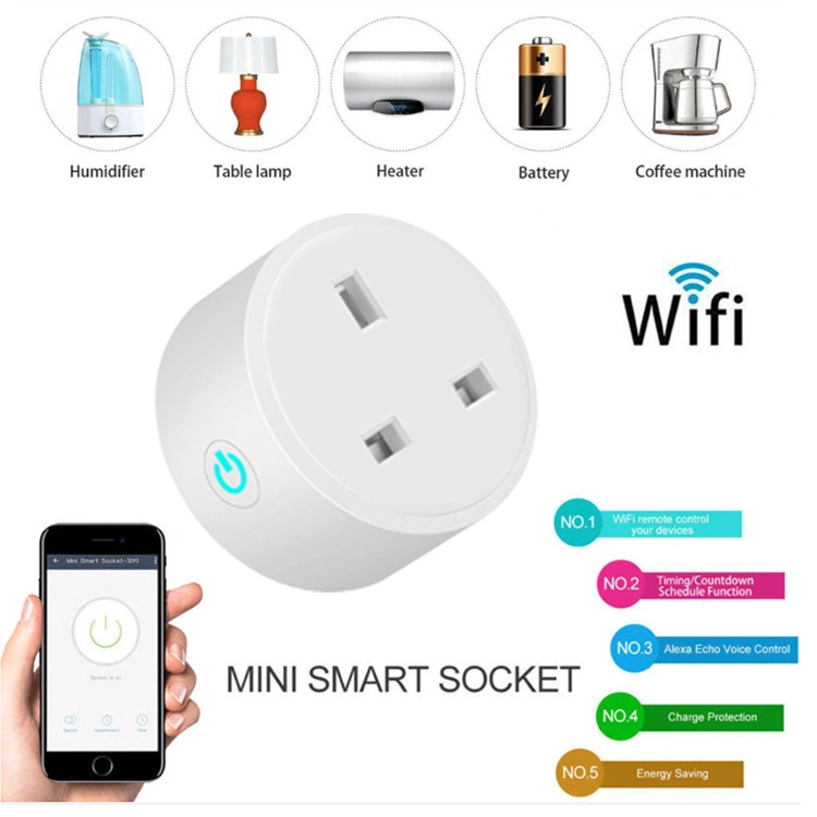 Alexa Google WiFi Smart Plug 16A Multiple Power Socket Power Statistics WiFi Remote Control AC 100~240V IEC Standard White