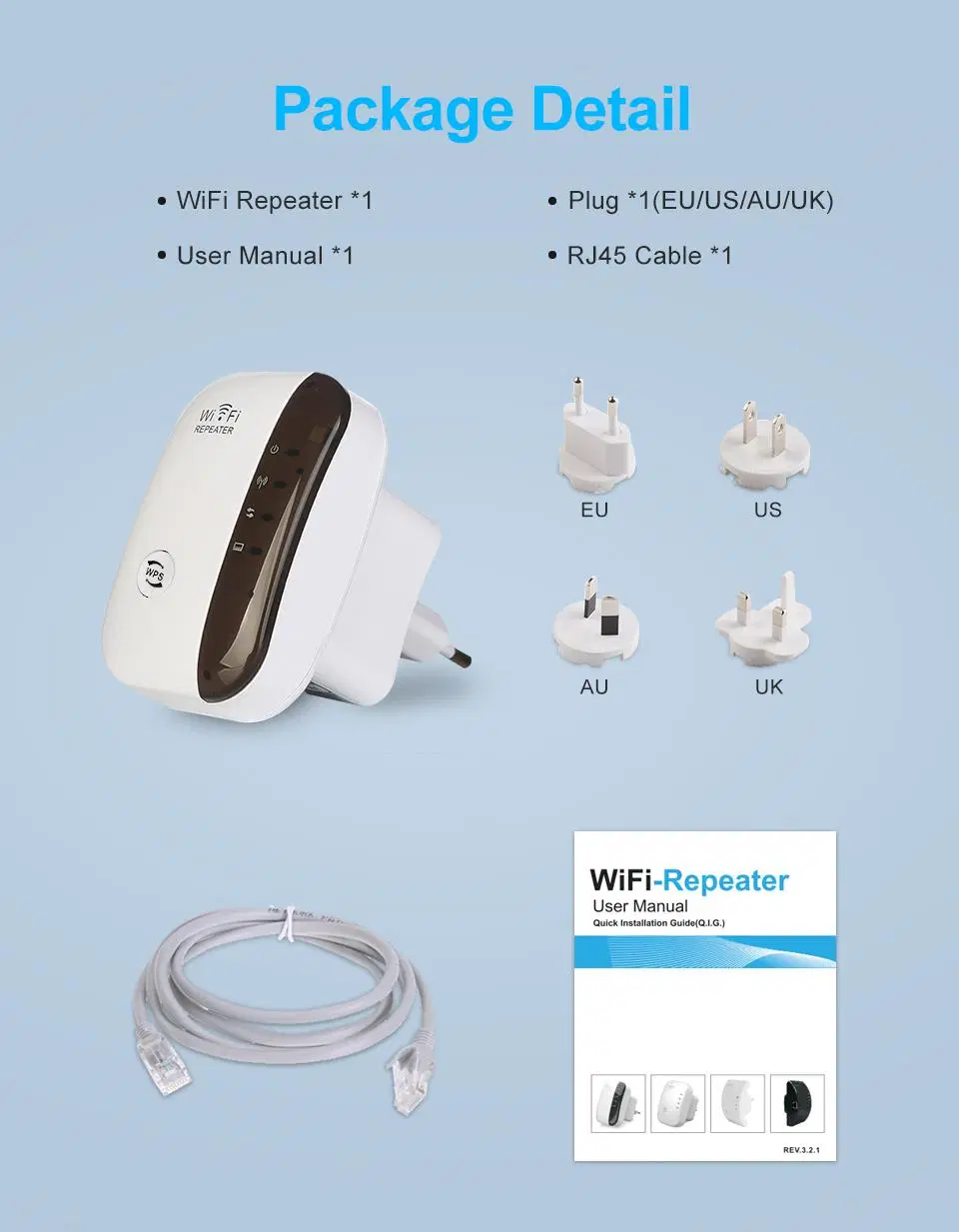 Kp300m Wireless WiFi Repeater Wi Fi Range Extender Router Wi-Fi Signal Amplifier 300Mbps Booster
