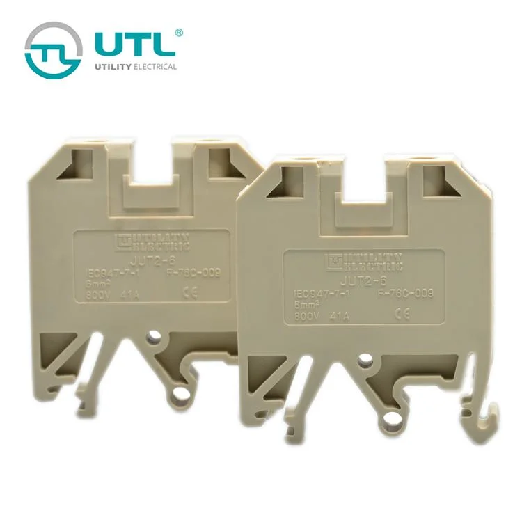 DIN Rail Screw Terminal Block Jut2-6 Connector 6mm2 Wire Capacity