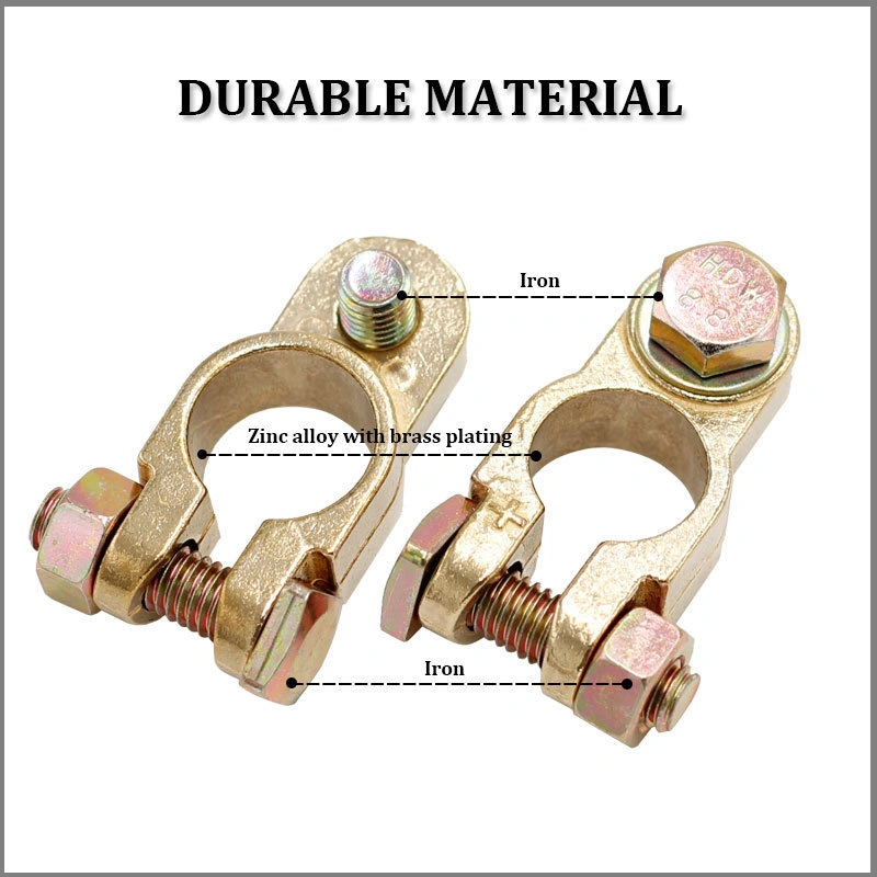 Car Battery Terminal Set, Positive and Negative Battery Connectors with Anti-Corrosion Washers