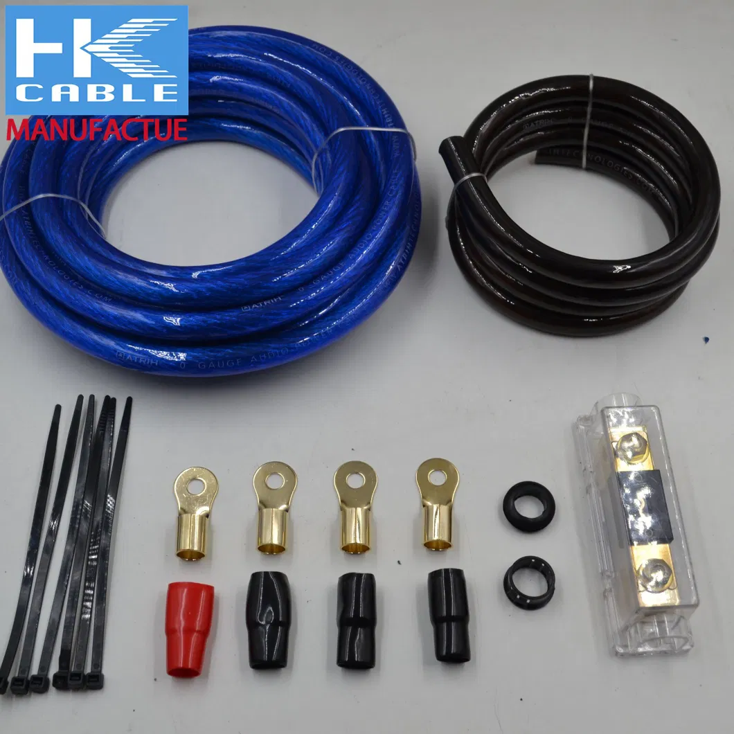 China Factory manufacture 5000W Car Amplifier Installation Wiring Kits for Car Audio Connection Pure Copper