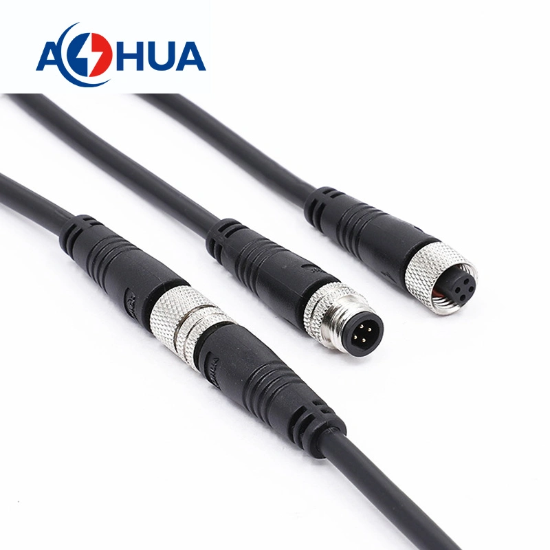 M8-02 Series 4 Pin Mold Cable to Automotive Connector Male Female Metal Circular Solder Type Connector