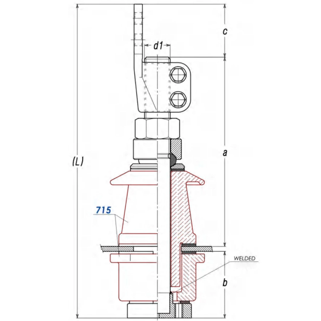 DIN Standard 3.6kv 3150A Complete Bushing Pass Connections for Insulator