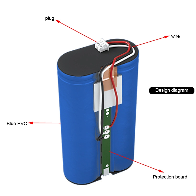 Customize 4400mAh Rechargeable 18650 3.7V 1s2p Li-ion Battery Pack