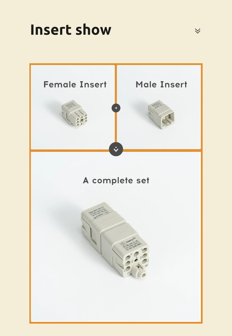 Harting Type Hq-007 Crimp Terminal 10A 5 Pins Male Female Automotive Wire Connector 09120073101 09120073001