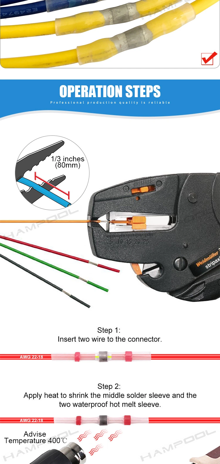 Heat Shrink Butt Connector Terminals Automotive Electric Wire Cable Connectors Solder Sleeve