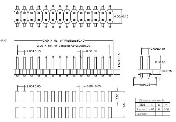 1.27mm 2.0mm 2.54mm Pitch DIP Type Socket Terminal Single Row 8 Pins Connector Pin Header