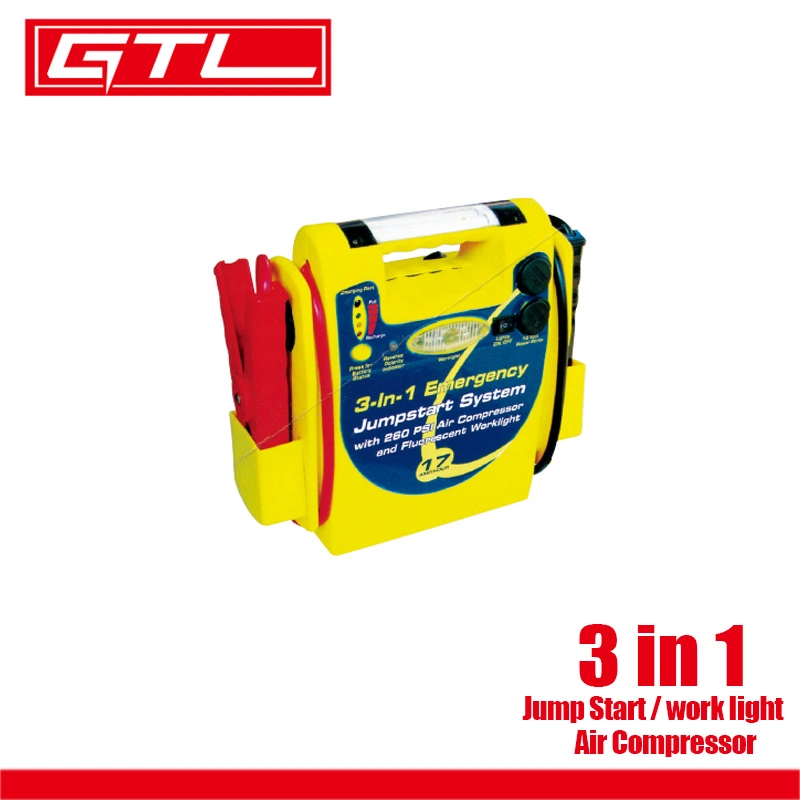 Portable Outdoor Power Tool Chargers Auto Battery Booster 3 in 1 Jump Starter with Air Compressor/Work Light (48220016)