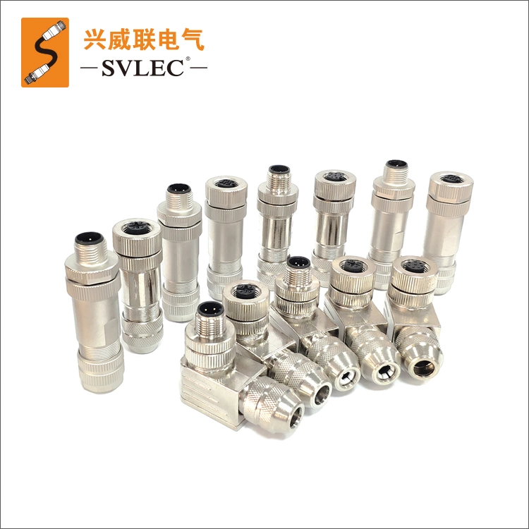 a Code 90 Degree M12 Cable Connector 4 Pin Shielded Metal Female Plug