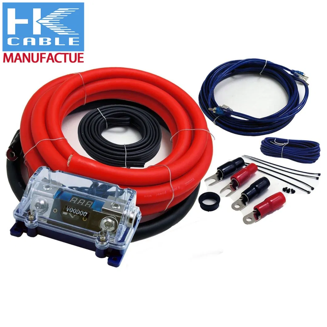 China Factory manufacture 5000W Car Amplifier Installation Wiring Kits for Car Audio Connection Pure Copper