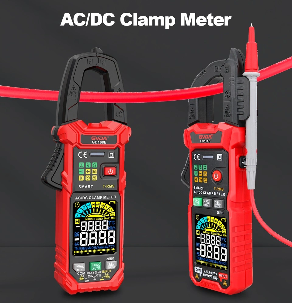 Digital Inrush Clamp Meter 600V 600A True RMS Multimeter AC/DC Current AMP Meter Measures Current Voltage Temperature Capacitance Tester