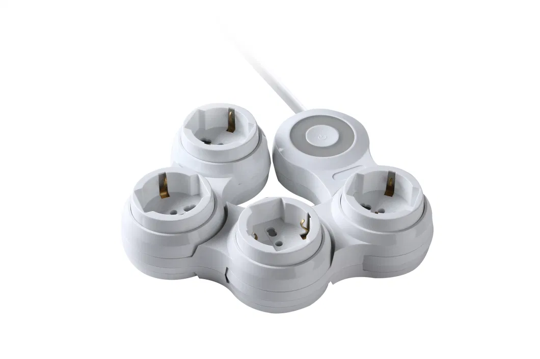 Rotating Power Strip Multiple Plug EU German Standard Electrical Power Extension Socket